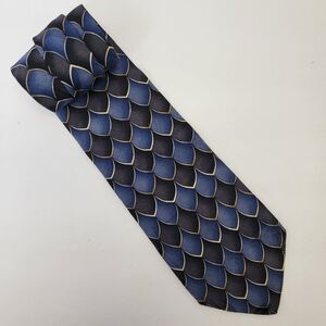 Daniel Hechter Blue/Black Dragon Scales Pattern 100% Imported Silk Necktie 57x4